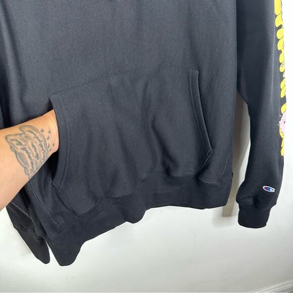 NWT Champion Men's Size M Reverse Weave Black Fresh Donuts Pullover Hoodie - Picture 5 of 12